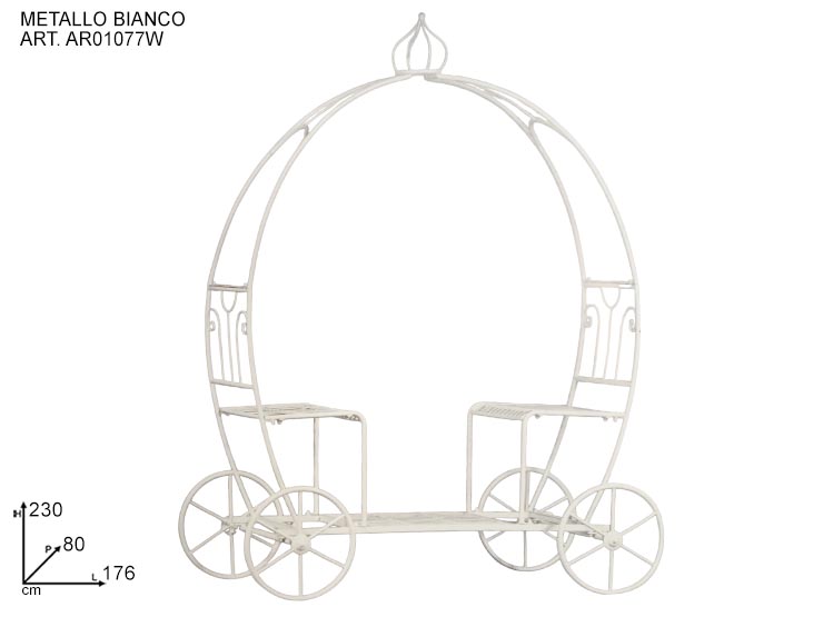 CARROZZA STRET BIANCA 176X80 H231SED.MET - Eventi > Matrimonio > Strutture Allestimenti - Ingrosso B2B Magazzini Scatigna
