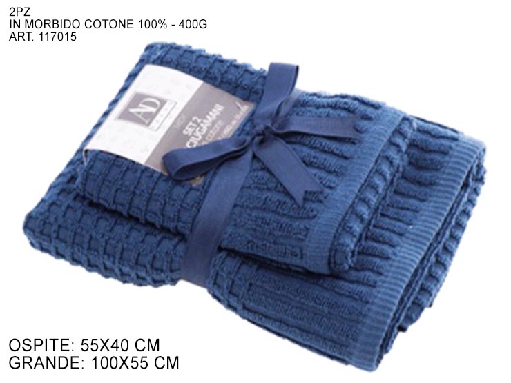 S/2 ASCIUGAM MIDY BLU 40X55/55X100 11701 - Everyday > Bagno > Asciugamani - Ingrosso B2B Magazzini Scatigna