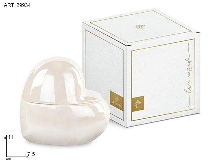 CUORE PERLATO C/CAND.PROF.SCAT 75XH.115 - Articoli Regalo > Oggetti Regalo > Candele E Profumatori - Ingrosso B2B Magazzini Scatigna